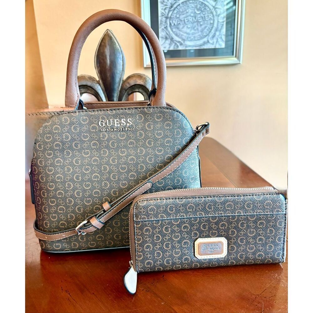 GUESS - Dome Crossbody/Satchel in Cafe Mocha Faux Leather/BONUS Matching Wallet - Picture 15 of 15